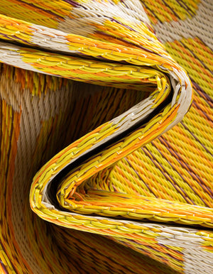 Yellow 2' x 6' 1 Vista Breeze Outdoor Runner Area Rug Weather Resistant for Patio, Deck, Terrace, Balcony, Porch Colorful Vivid Modern Outside Carpet for Sale at Rug Engine