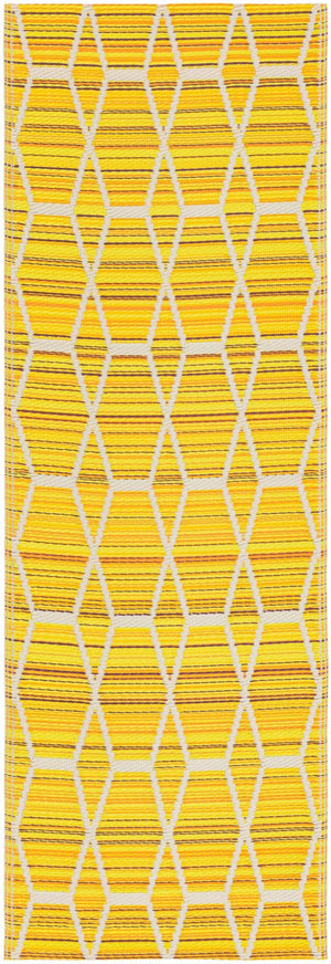 Yellow 2' x 6' 1 Vista Breeze Outdoor Runner Area Rug Weather Resistant for Patio, Deck, Terrace, Balcony, Porch Colorful Vivid Modern Outside Carpet for Sale at Rug Engine