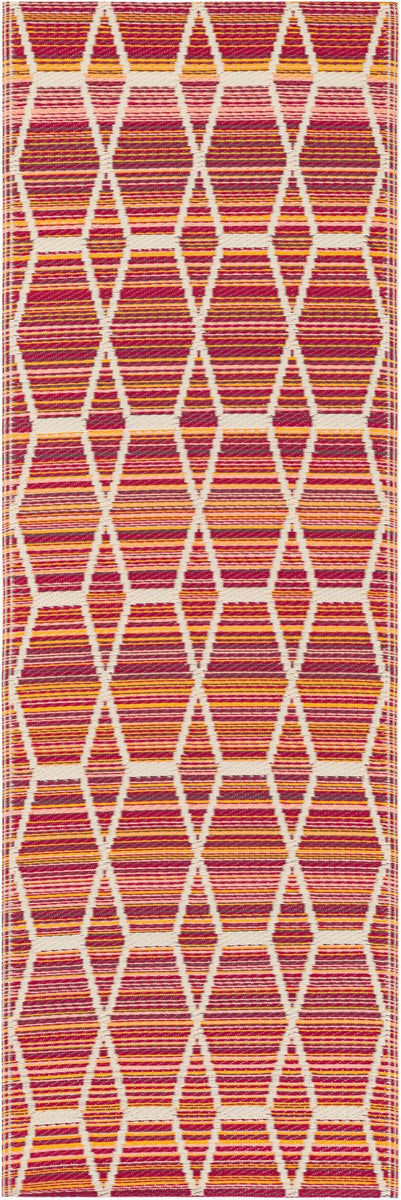 Red 2' x 6' 1 Vista Breeze Outdoor Runner Area Rug Weather Resistant f ...