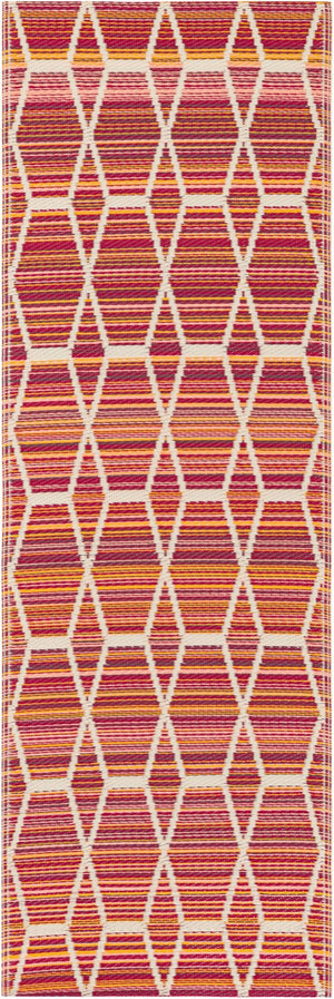 Red 2' x 6' 1 Vista Breeze Outdoor Runner Area Rug Weather Resistant for Patio, Deck, Terrace, Balcony, Porch Colorful Vivid Modern Outside Carpet for Sale at Rug Engine