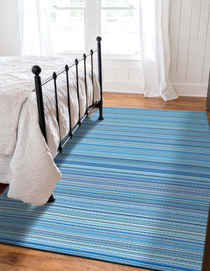 Blue 4' 1 x 6' 1 Vista Breeze Outdoor Rectangle Area Rug Weather Resistant for Patio, Deck, Terrace, Balcony, Porch Colorful Vivid Modern Outside Carpet for Sale at Rug Engine