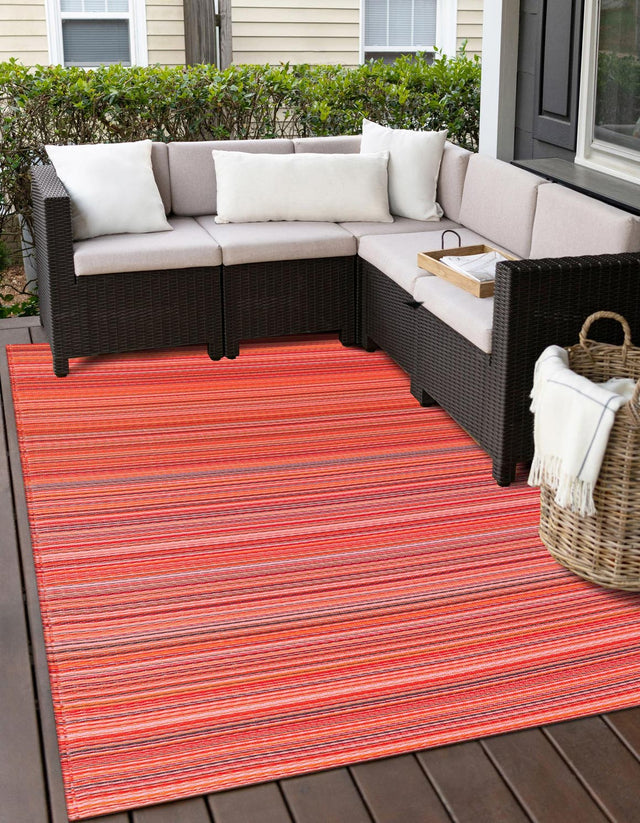 Red 4' 1 x 6' 1 Vista Breeze Outdoor Rectangle Area Rug Weather Resistant for Patio, Deck, Terrace, Balcony, Porch Colorful Vivid Modern Outside Carpet for Sale at Rug Engine