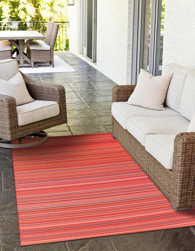 Red 4' 1 x 6' 1 Vista Breeze Outdoor Rectangle Area Rug Weather Resistant for Patio, Deck, Terrace, Balcony, Porch Colorful Vivid Modern Outside Carpet for Sale at Rug Engine