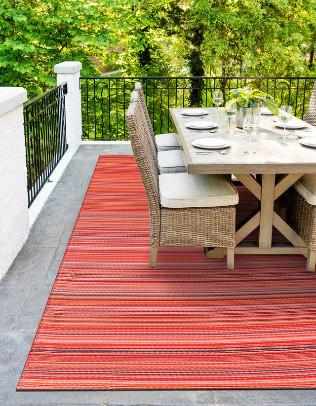 Red 4' 1 x 6' 1 Vista Breeze Outdoor Rectangle Area Rug Weather Resistant for Patio, Deck, Terrace, Balcony, Porch Colorful Vivid Modern Outside Carpet for Sale at Rug Engine