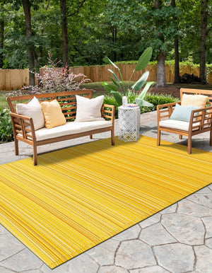 Yellow 4' 1 x 6' 1 Vista Breeze Outdoor Rectangle Area Rug Weather Resistant for Patio, Deck, Terrace, Balcony, Porch Colorful Vivid Modern Outside Carpet for Sale at Rug Engine