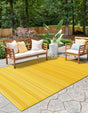Yellow 4' 1 x 6' 1 Vista Breeze Outdoor Rectangle Area Rug Weather Resistant for Patio, Deck, Terrace, Balcony, Porch Colorful Vivid Modern Outside Carpet for Sale at Rug Engine