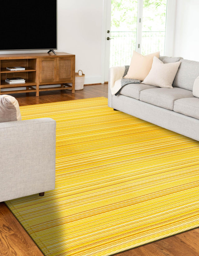 Yellow 4' 1 x 6' 1 Vista Breeze Outdoor Rectangle Area Rug Weather Resistant for Patio, Deck, Terrace, Balcony, Porch Colorful Vivid Modern Outside Carpet for Sale at Rug Engine