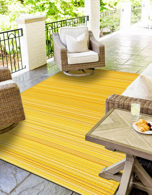 Yellow 4' 1 x 6' 1 Vista Breeze Outdoor Rectangle Area Rug Weather Resistant for Patio, Deck, Terrace, Balcony, Porch Colorful Vivid Modern Outside Carpet for Sale at Rug Engine