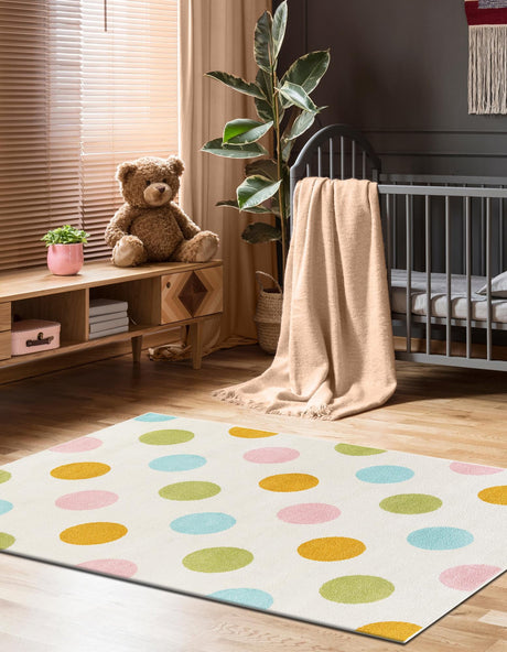 Multicolor 5' 1 x 8' Whimsy Kids Rectangle Area Rug for Baby Nursery, Toddler Playroom, Bedrooms