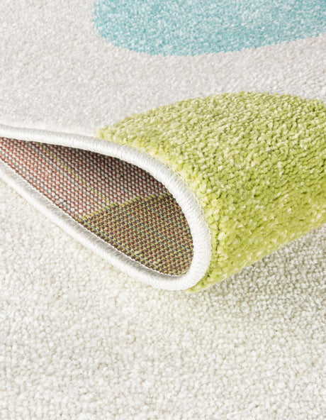 Multicolor 5' 1 x 8' Whimsy Kids Rectangle Area Rug for Baby Nursery, Toddler Playroom, Bedrooms