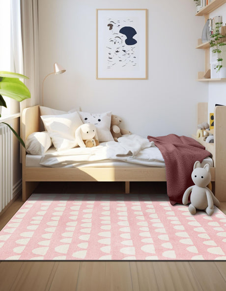 Pink 5' 1 x 8' Whimsy Kids Rectangle Area Rug for Baby Nursery, Toddler Playroom, Bedrooms