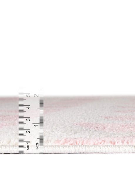 Ivory and Pink 5' 1 x 8' Whimsy Kids Rectangle Area Rug for Baby Nursery, Toddler Playroom, Bedrooms