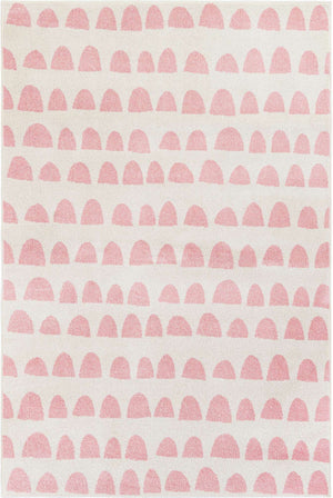 Ivory and Pink 5' 1 x 8' Whimsy Kids Rectangle Rug