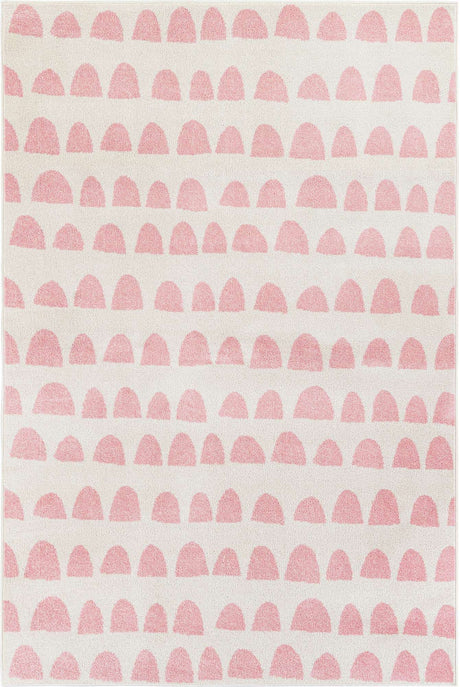 Ivory and Pink 5' 1 x 8' Whimsy Kids Rectangle Rug