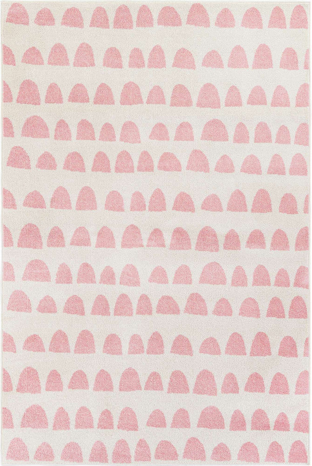 Ivory and Pink 5' 1 x 8' Whimsy Kids Rectangle Rug
