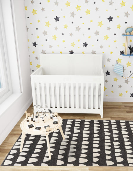 Dark Gray 5' 1 x 8' Whimsy Kids Rectangle Area Rug for Baby Nursery, Toddler Playroom, Bedrooms