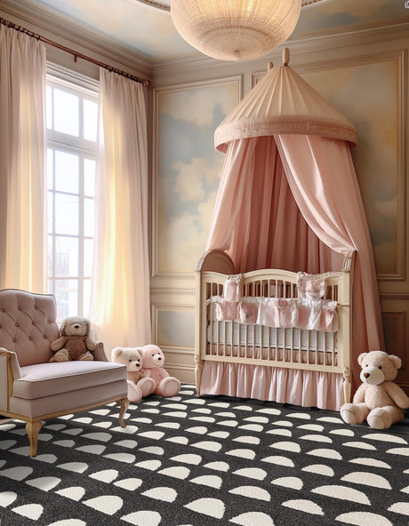 Dark Gray 5' 1 x 8' Whimsy Kids Rectangle Area Rug for Baby Nursery, Toddler Playroom, Bedrooms