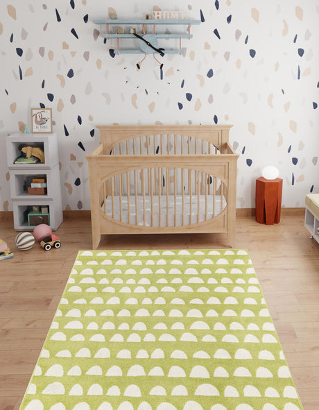 Pastel Green 5' 1 x 8' Whimsy Kids Rectangle Rug