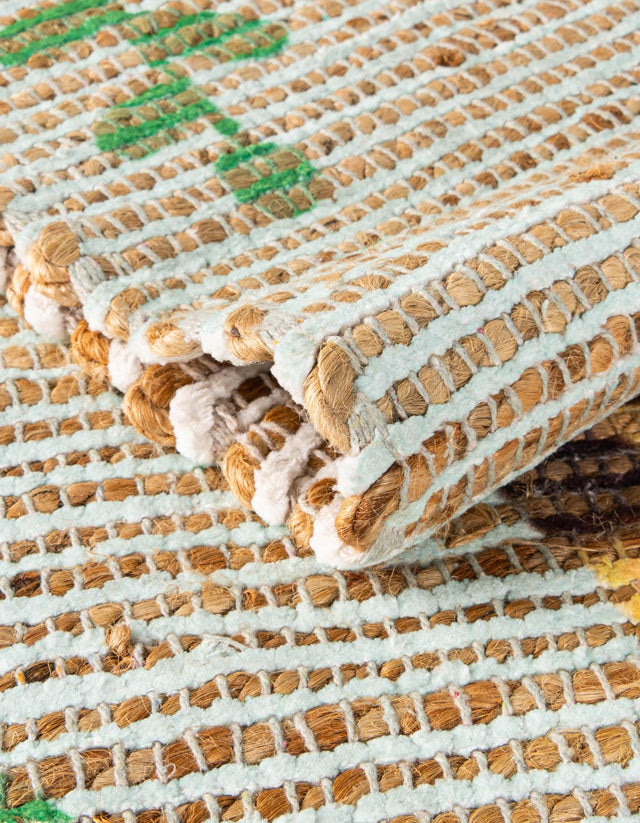 Multicolor 4' 1 x 6' 1 Chenille Jute Rectangle Area Rug Vintage Distressed Boho All Natural Eco-Friendly Sustainable Carpet for Living Dining Office Dorm Rooms for Sale at Rug Engine