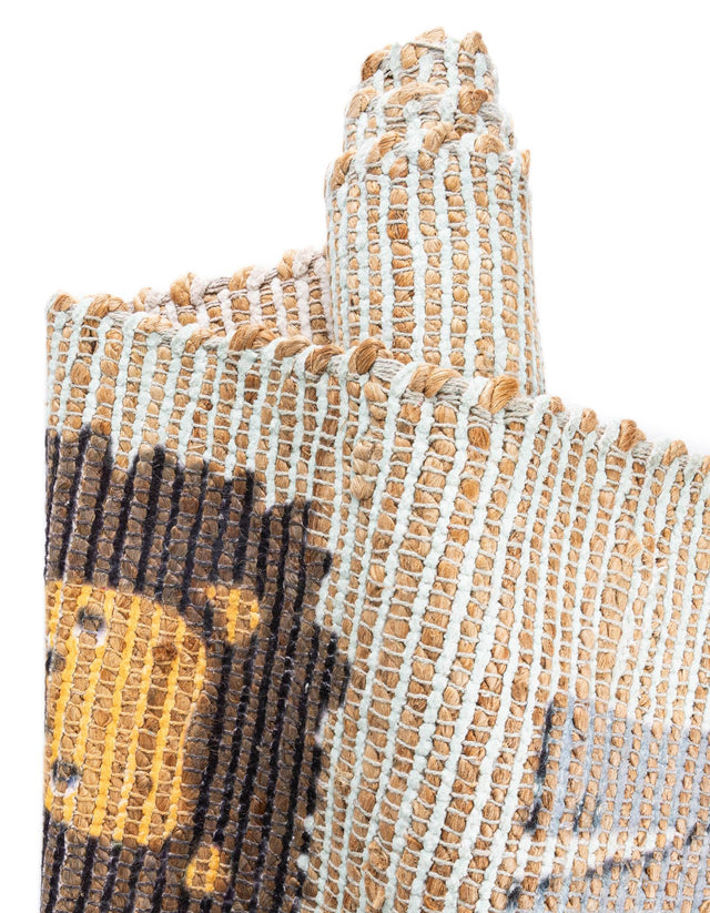 Multicolor 4' 1 x 6' 1 Chenille Jute Rectangle Area Rug Vintage Distressed Boho All Natural Eco-Friendly Sustainable Carpet for Living Dining Office Dorm Rooms for Sale at Rug Engine