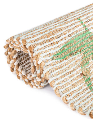Multicolor 4' 1 x 6' 1 Chenille Jute Rectangle Area Rug Vintage Distressed Boho All Natural Eco-Friendly Sustainable Carpet for Living Dining Office Dorm Rooms for Sale at Rug Engine