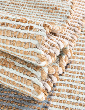 Multicolor 4' 1 x 6' 1 Chenille Jute Rectangle Area Rug Vintage Distressed Boho All Natural Eco-Friendly Sustainable Carpet for Living Dining Office Dorm Rooms for Sale at Rug Engine