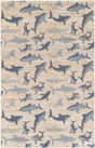 Ivory and Blue 4' 1 x 6' 1 Chenille Jute Rectangle Area Rug Vintage Distressed Boho All Natural Eco-Friendly Sustainable Carpet for Living Dining Office Dorm Rooms for Sale at Rug Engine